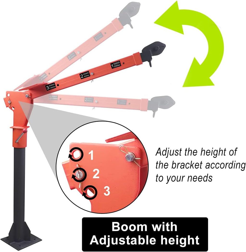 Folding Truck-Mounted Crane with Electric Winch 2000 lb 12V Painted Steel 360 Swivel G407657