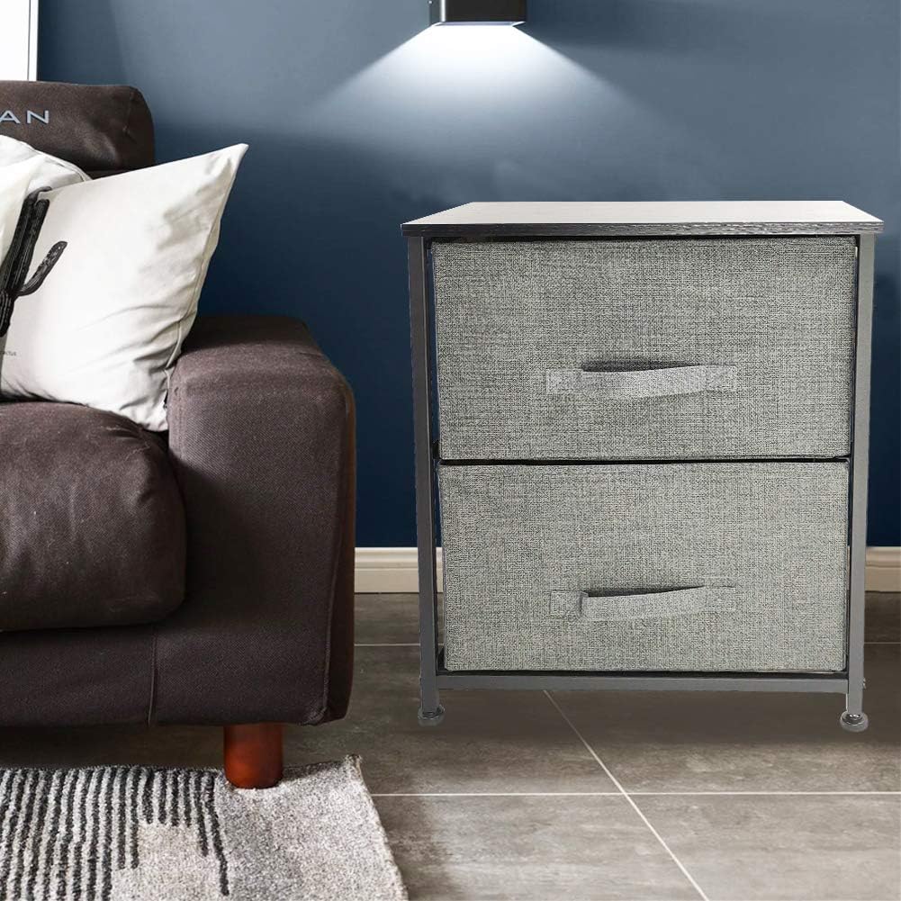 Gray 2 Drawer Fabric Storage Dresser V4702