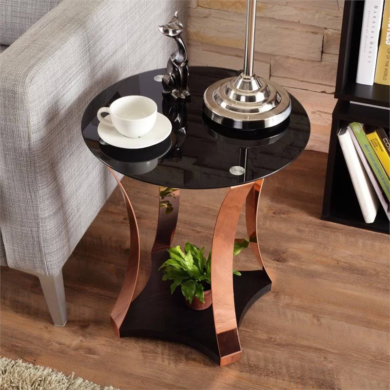 Round Glass Top End Table N5702