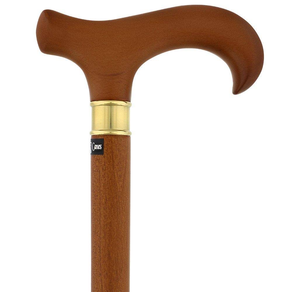 Brown Derby Walking Cane with Beechwood Shaft and Brass Collar Q55465