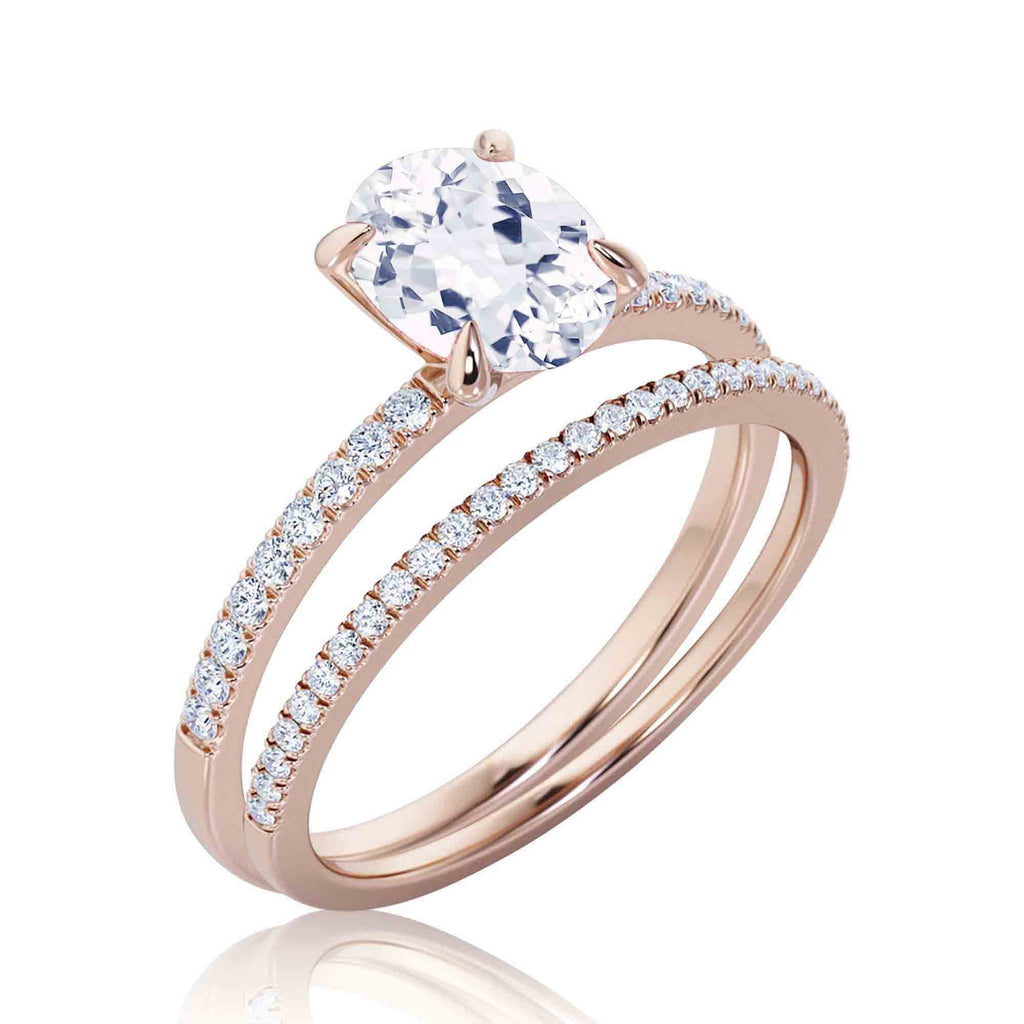 Minimalist 2.00 Carat Oval Diamond Moissanite Engagement Ring in 925 Sterling Silver With 18k Rose Gold Plating C1638