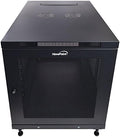 12U Rack Enclosure Server Cabinet, 33 Inch Deep, Perforated Door Lock and Casters Black I784
