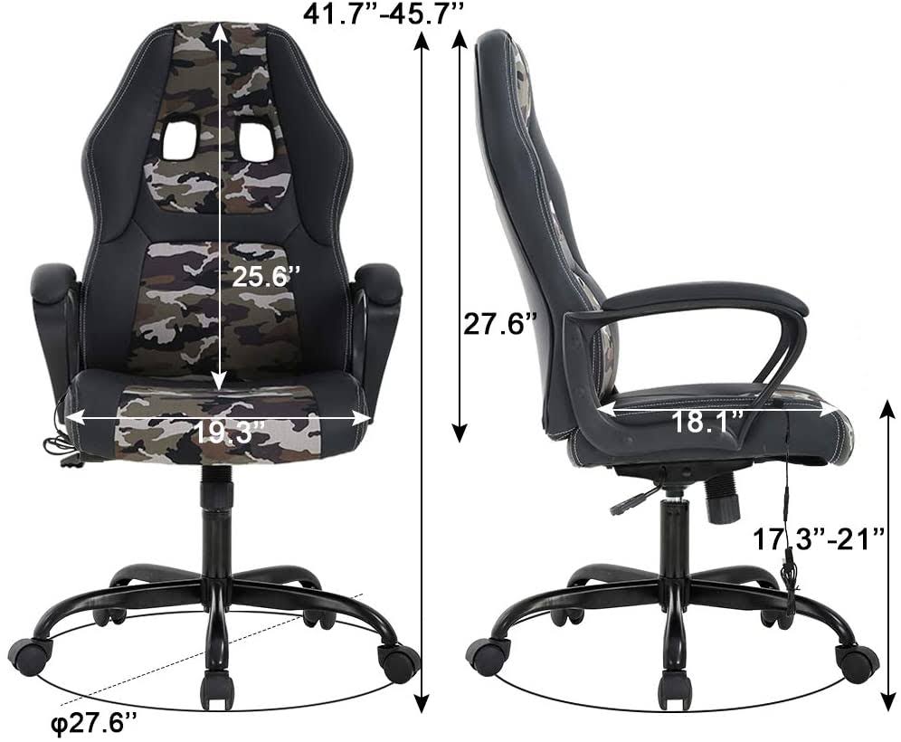 Camo Racing Gaming Chair with Lumbar Support Headrest Armrest J6537