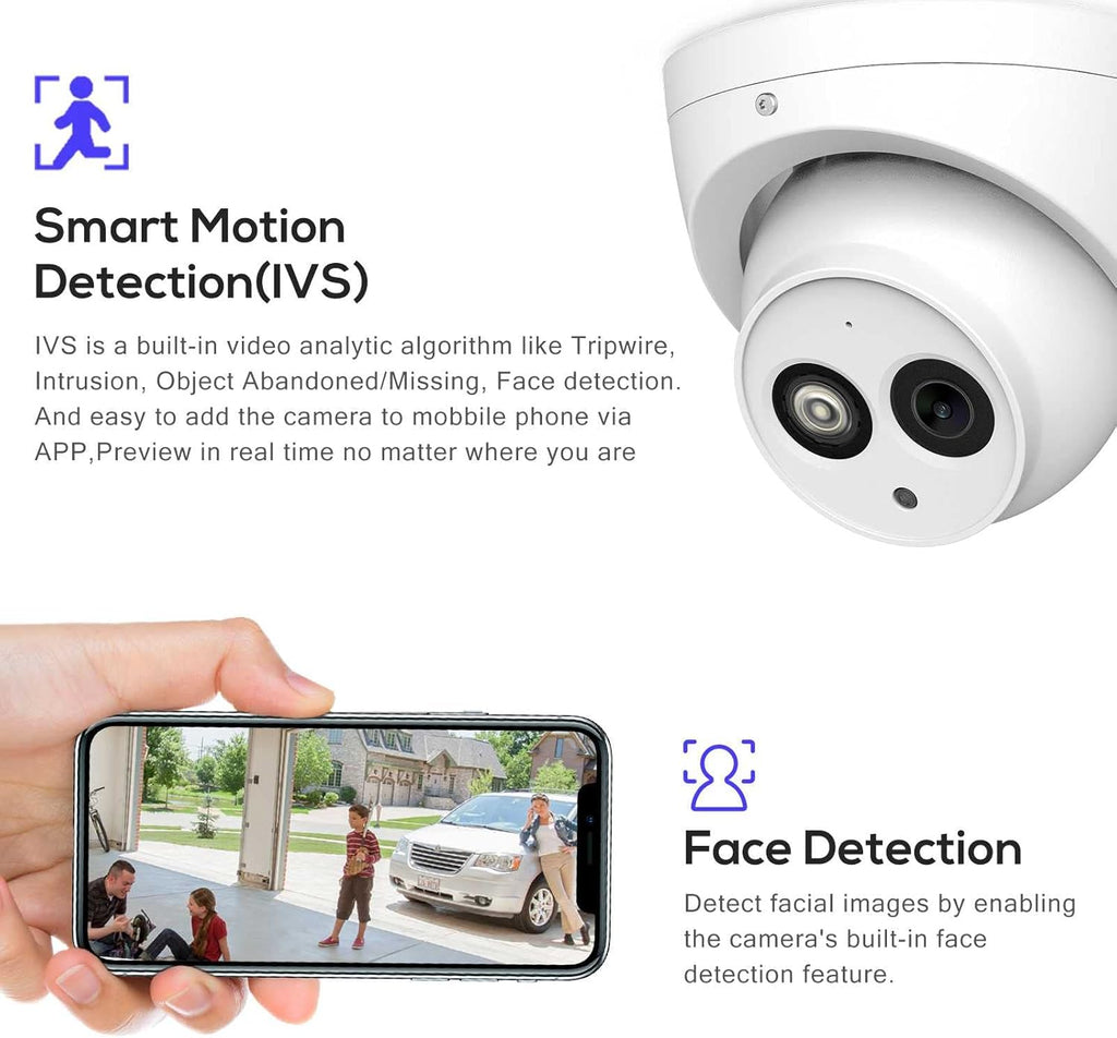 6MP PoE IP Security Camera Outdoor with Built-in-Mic, 3.6mm All-Metal Dome, 164ft IR Night Vision, IP67 H.265+ WDR 3D DNR G88192