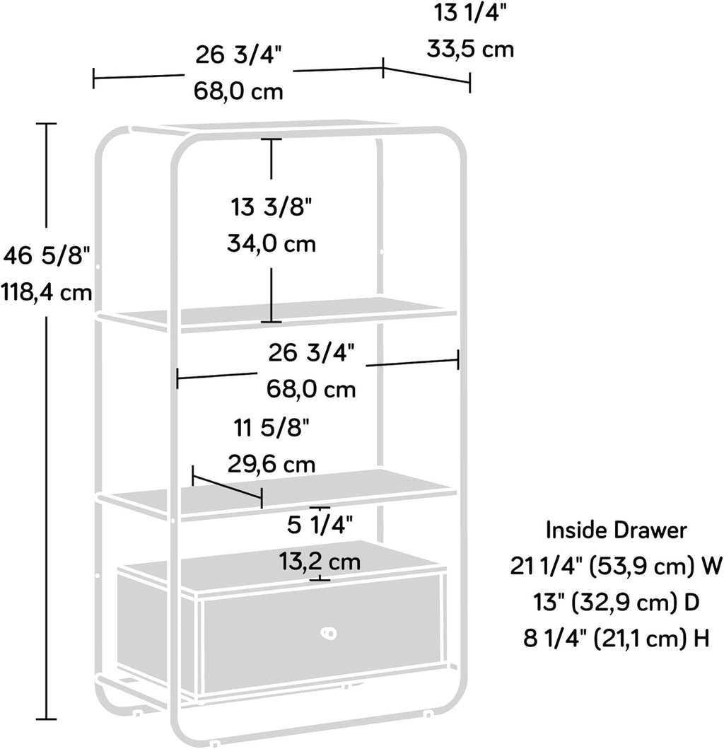 Bookcase with Drawer, Misted Elm Finish Z2715