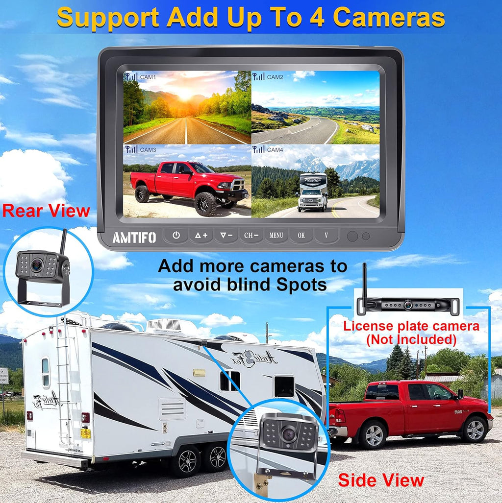7 Inch DVR Monitor Wireless HD 1080P Backup Camera System U382