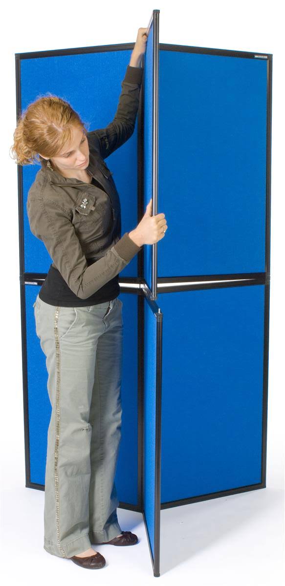 6-Panel Tri-Panel Display Stand with Blue Hook & Loop Fabric L133619