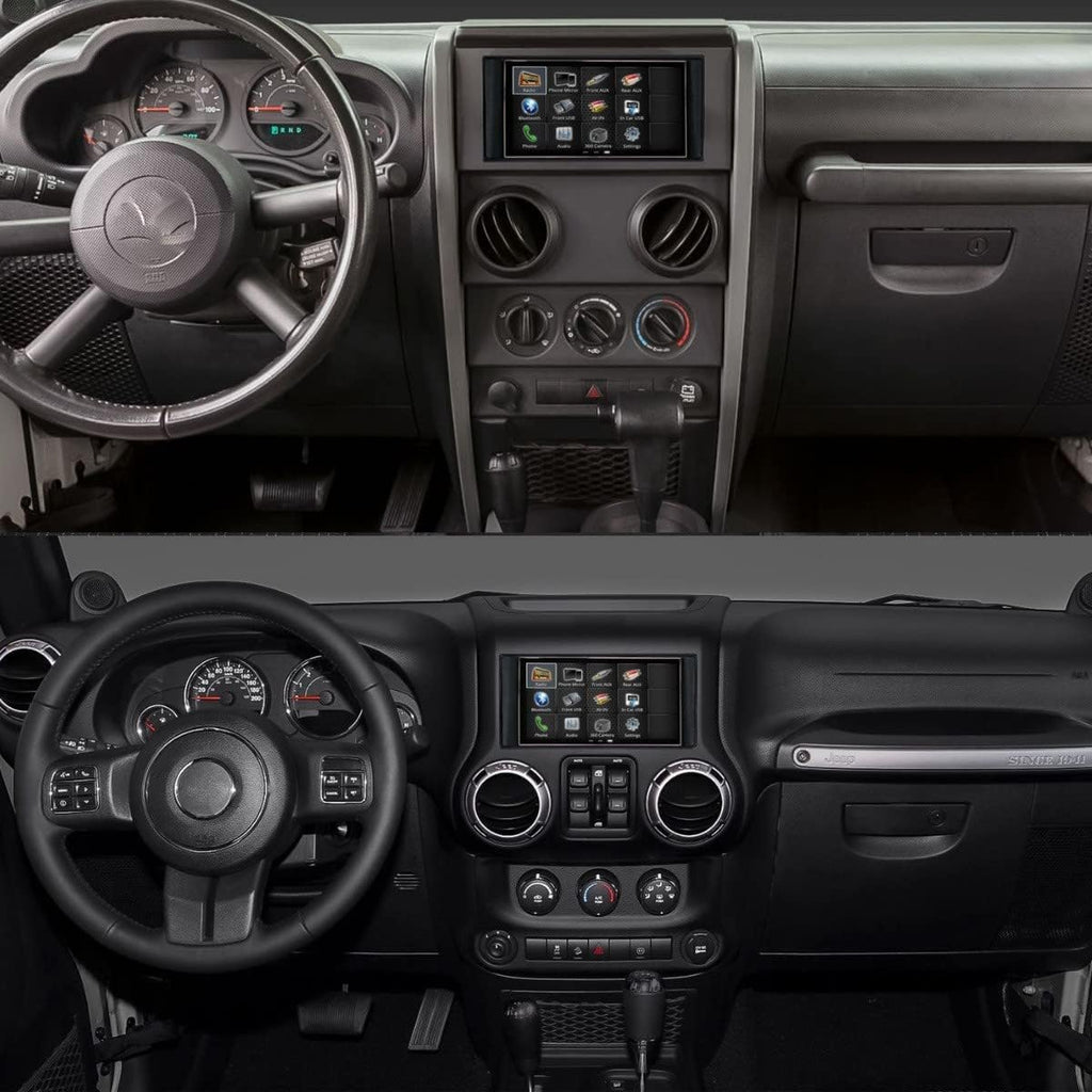 6.8” Double Din Complete Radio Kit Package with Touchscreen Radio, Dash Kit, Can Bus Interface, Camera Input and Antenna Adapter J1260