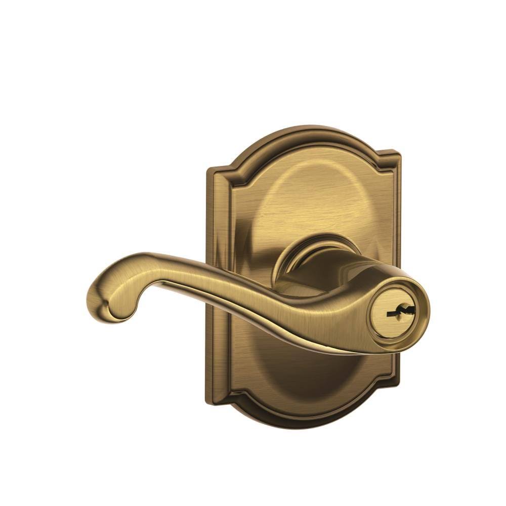 Antique Brass Keyed Entry Lever Lock D797