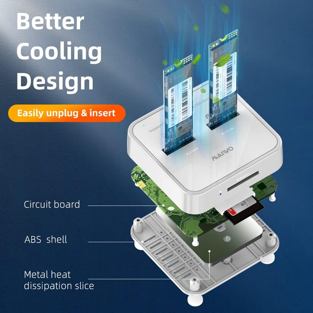 M.2 SATA/NVMe Docking Station, USB C 10Gbps Clone Duplicator, with SD Express Card Base E970