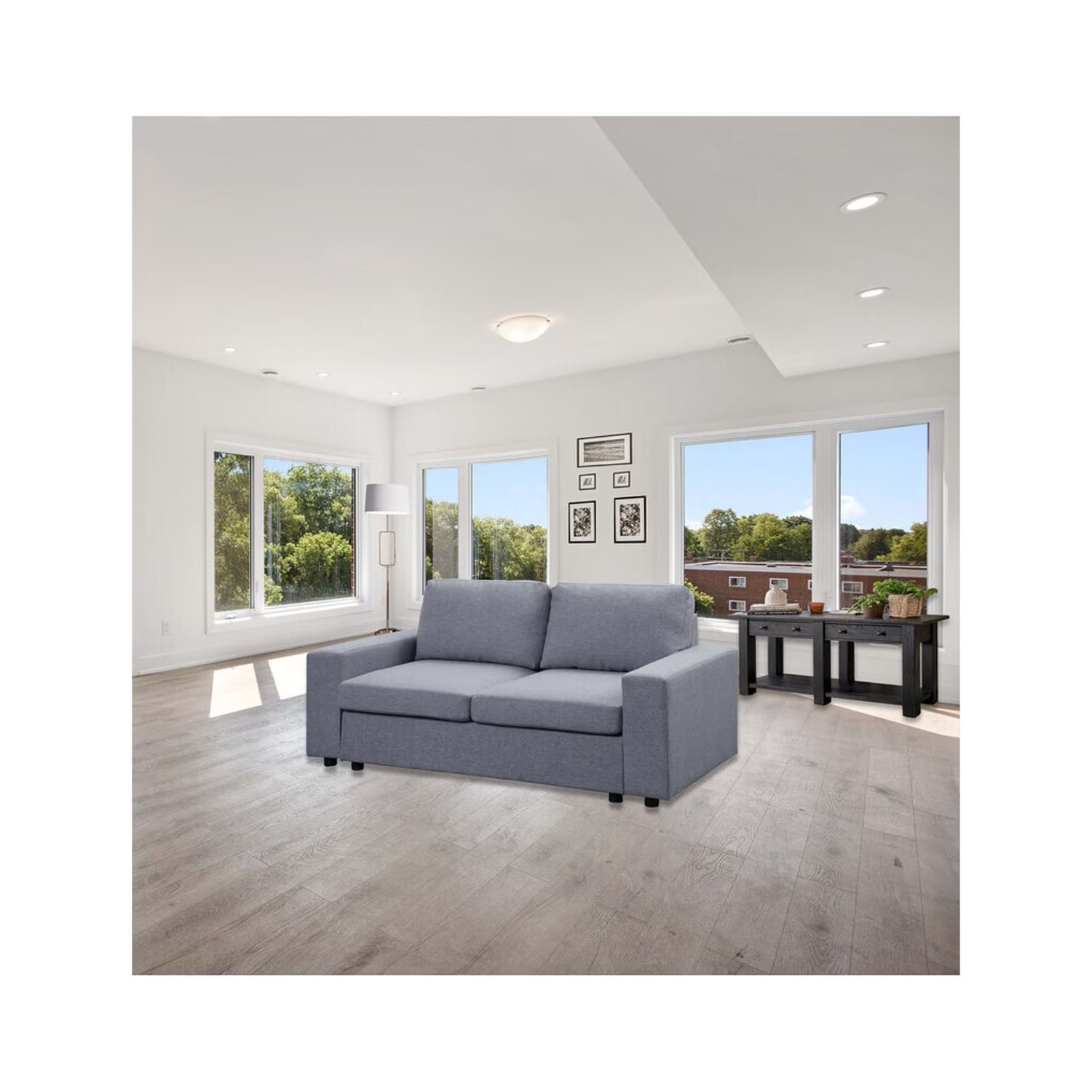 Light Gray Linen Loveseat W630958