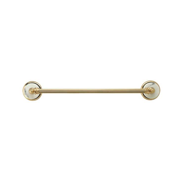 Satin Nickel Wall Mount Towel Bar with Green Marble Handles O4140