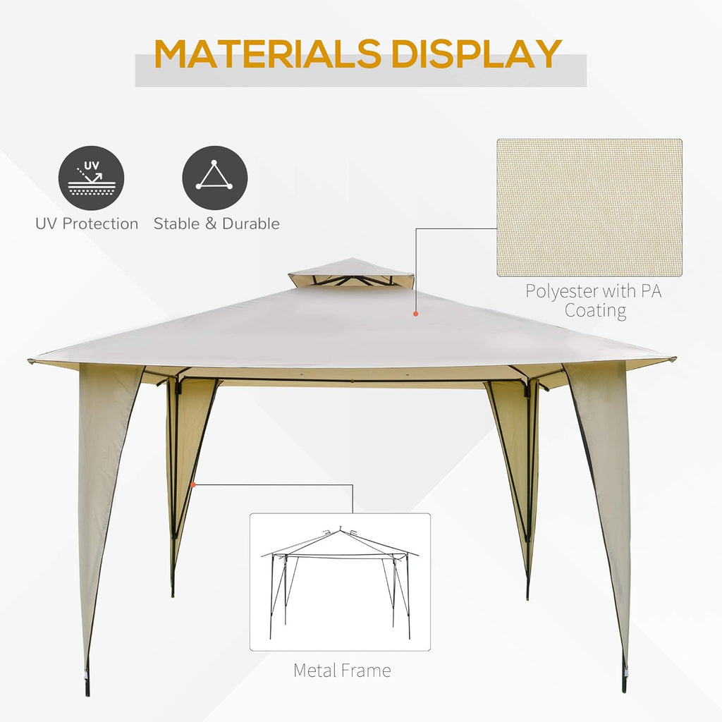 Beige 12' x 12' Steel Frame Canopy Tent with Double-Tier Roof L308975