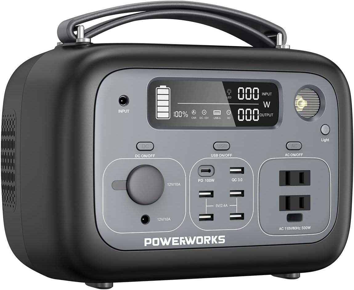 Portable Power Station 540Wh 500W 10-Port with 2 AC Outlets W317