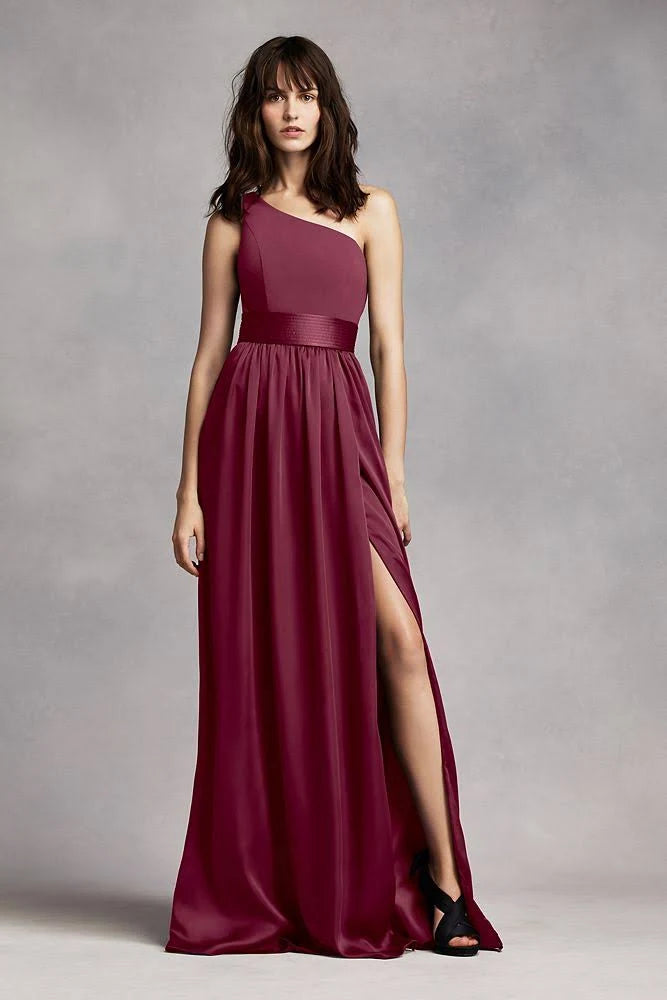 White One Shoulder Bridesmaid Dress C412