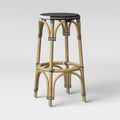 Rattan Backless Woven Barstool Black/White W998