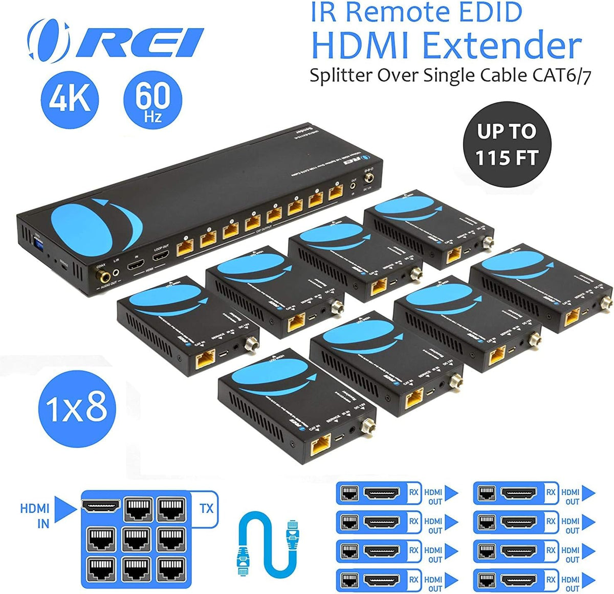4K 4x4 HDMI Extender Matrix with HDR Switcher & IR Control, RS-232 M4836