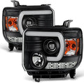 Black C-Shape LED DRL Projector Headlights Pair A582030