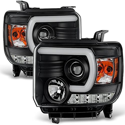Black C-Shape LED DRL Projector Headlights Pair A582030
