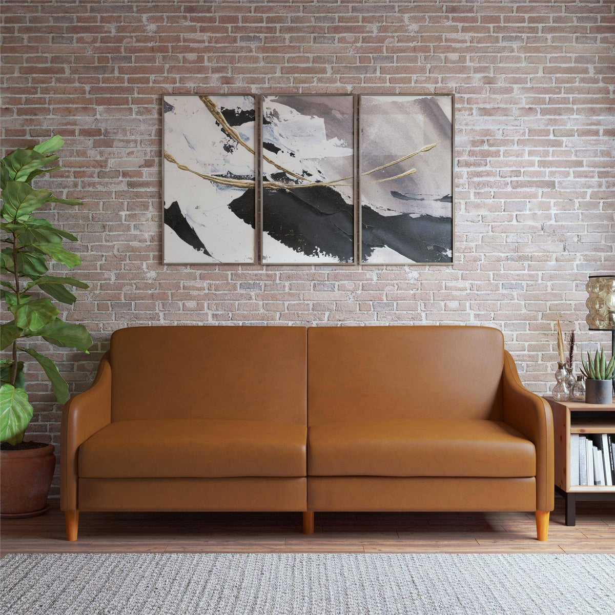 Camel Faux Leather Futon B17335