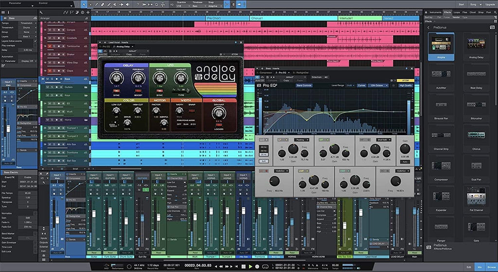Recording Audio Interface with Studio Monitors and 1/4 Cables F942