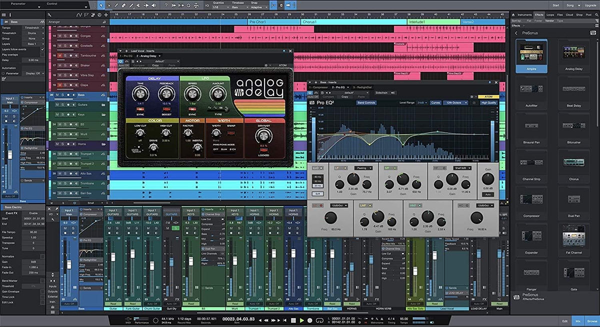 Recording Audio Interface with Studio Monitors and 1/4 Cables F942