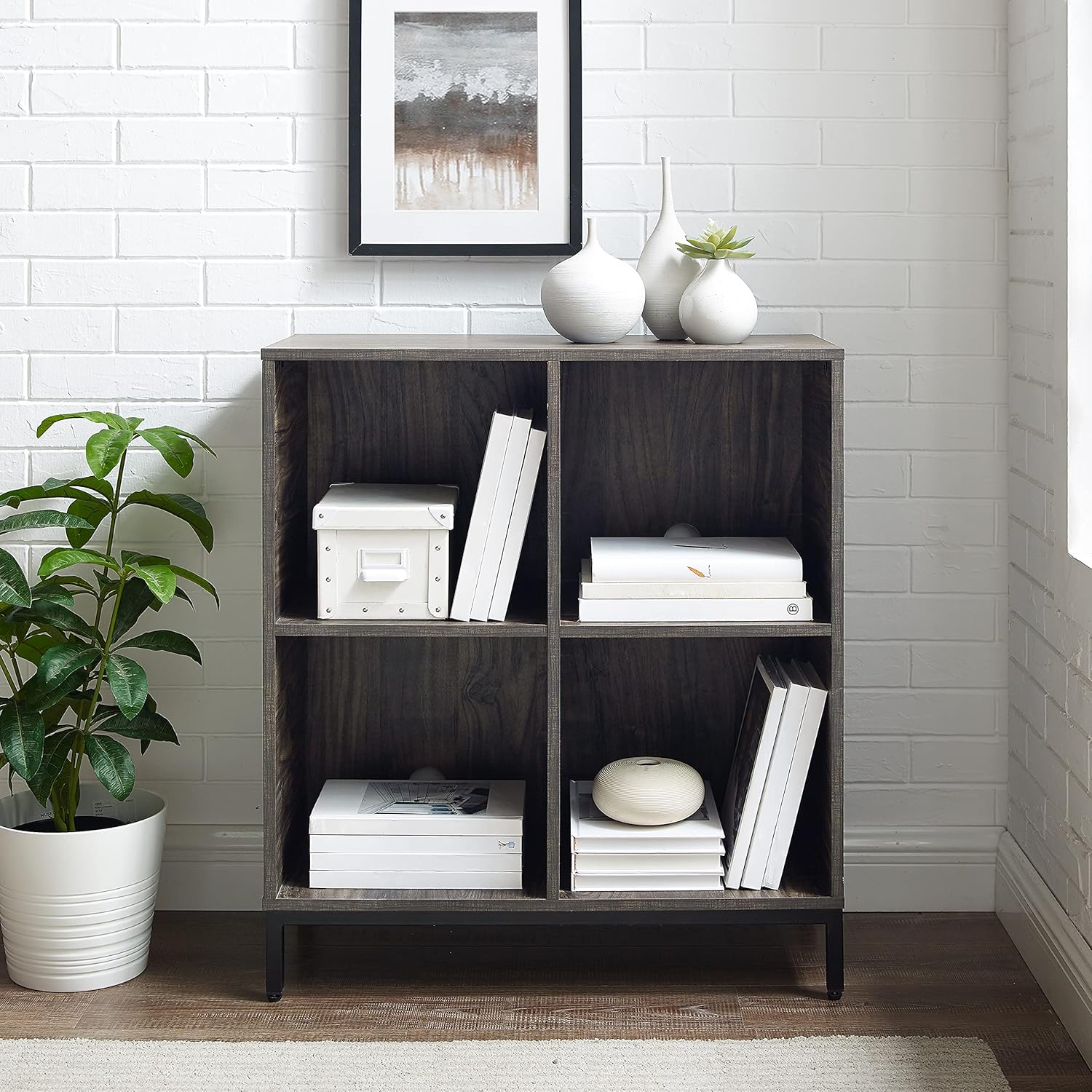Brown Ash Record Storage Cube Bookcase P1914