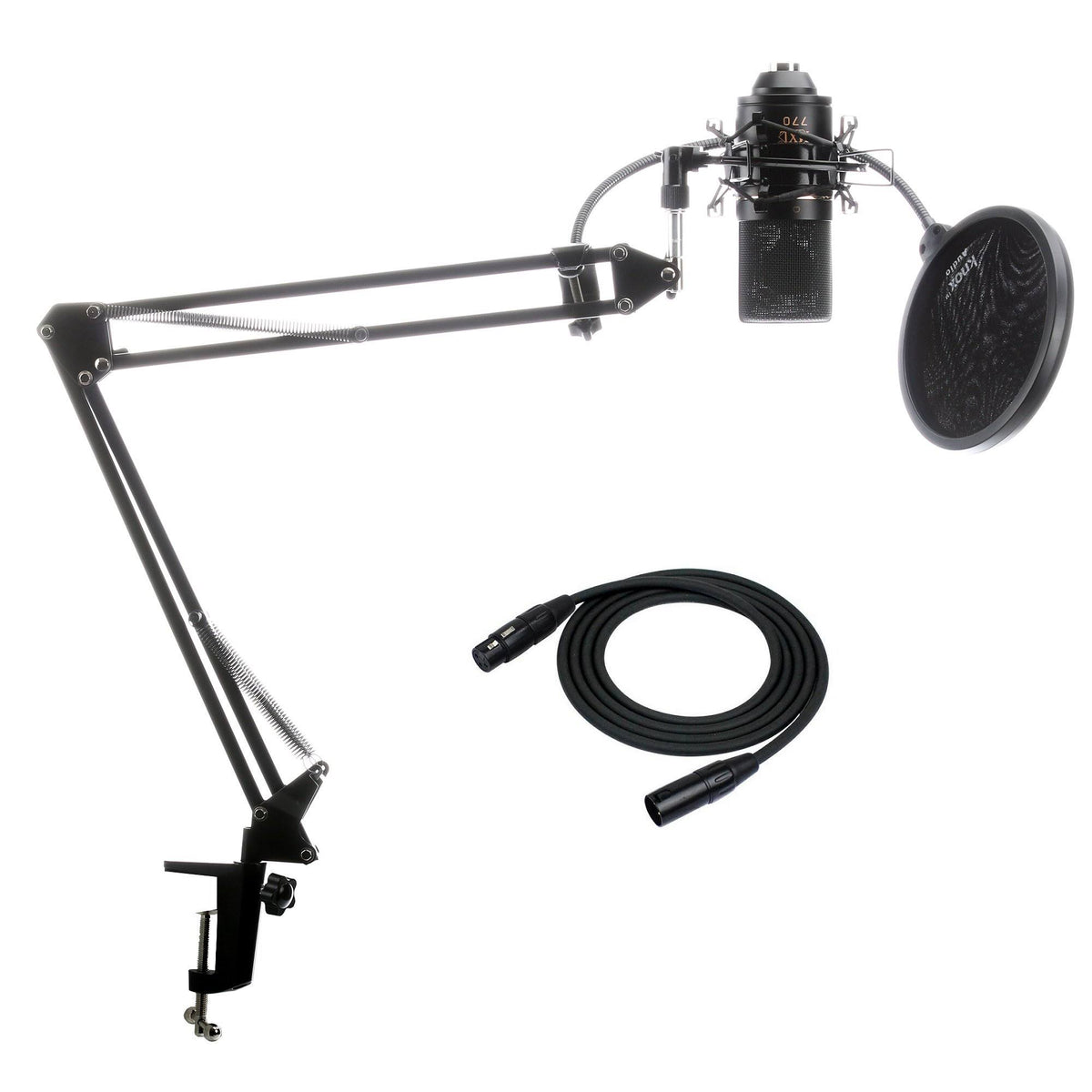 Microphone with XLR Cable Boom Arm Stand and Pop Filter Q16226