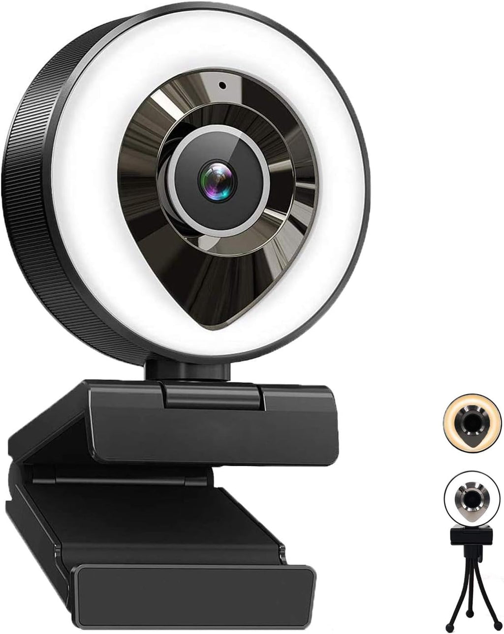 PC Webcam 1080P HD Computer Camera with Adjustable Ring Light & Microphone T27555