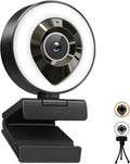 PC Webcam 1080P HD Computer Camera with Adjustable Ring Light & Microphone T27555