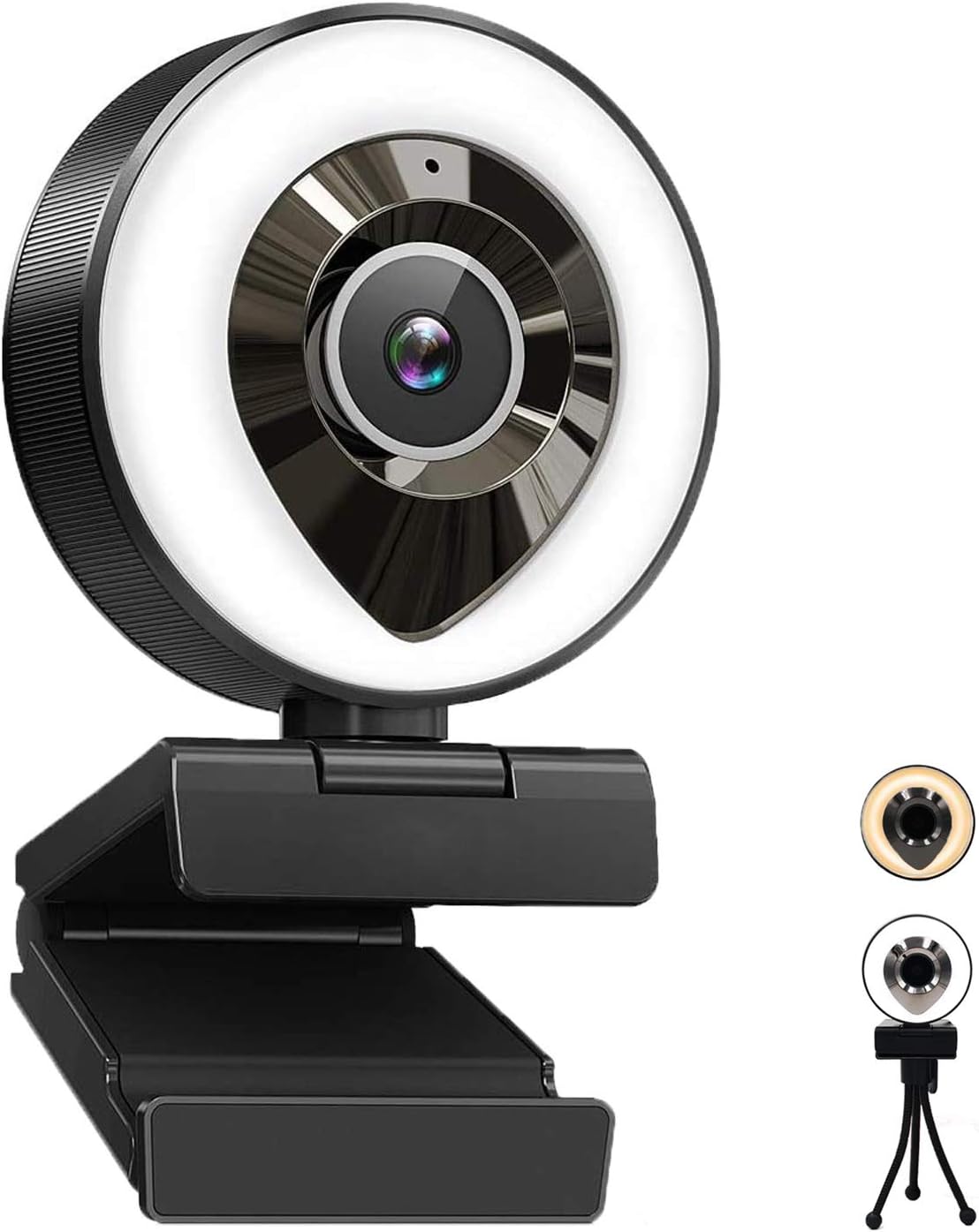 PC Webcam 1080P HD Computer Camera with Adjustable Ring Light & Microphone T27555