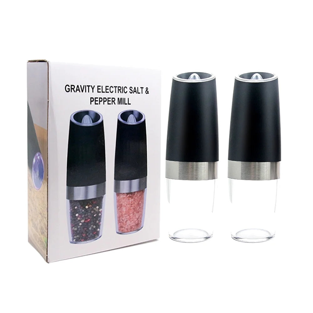 2Pcs Battery Powered Electric Pepper and Salt Grinders Set with LED Light E322