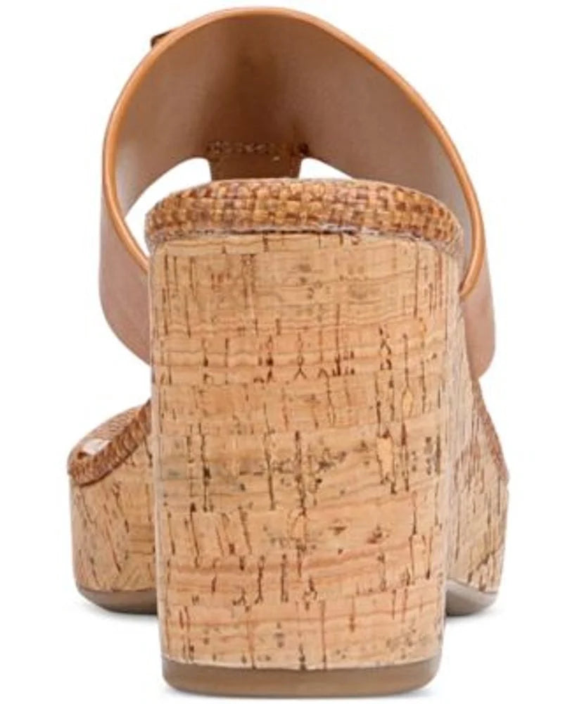 Cuoio Brown Leather Strap Slip On Heeled Sandals Q6126