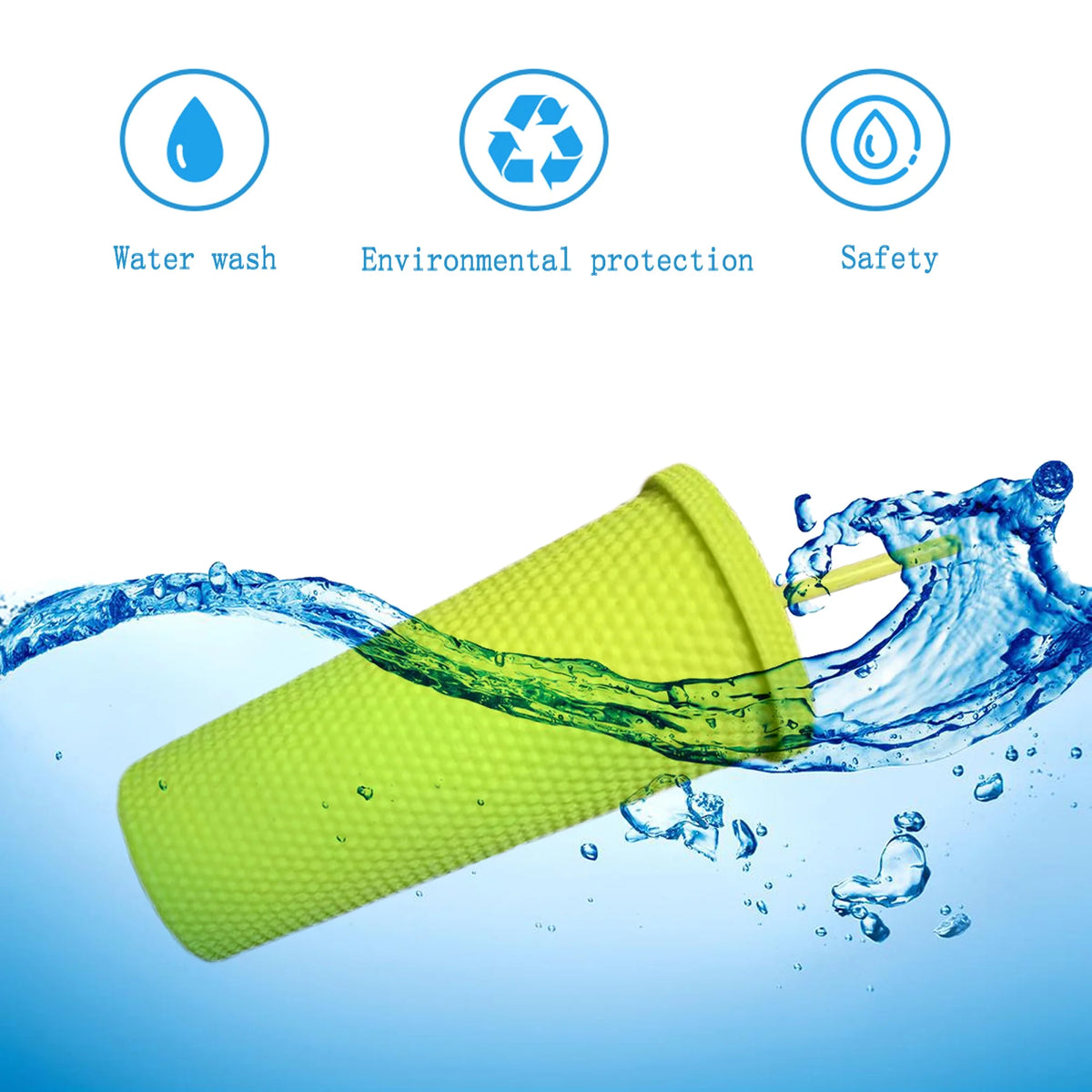 Portable Water Bottle with Straw Cup J689