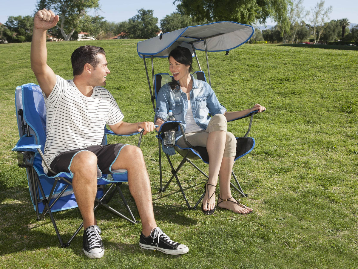 Navy Portable Camping Folding Chair with Canopy 2 Pack H4750