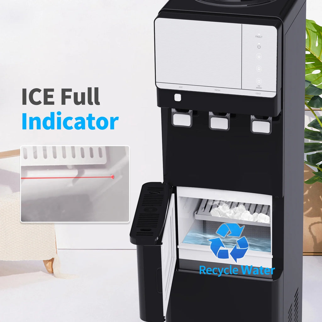Black 3 in 1 Water Cooler Dispenser with Ice Maker A490