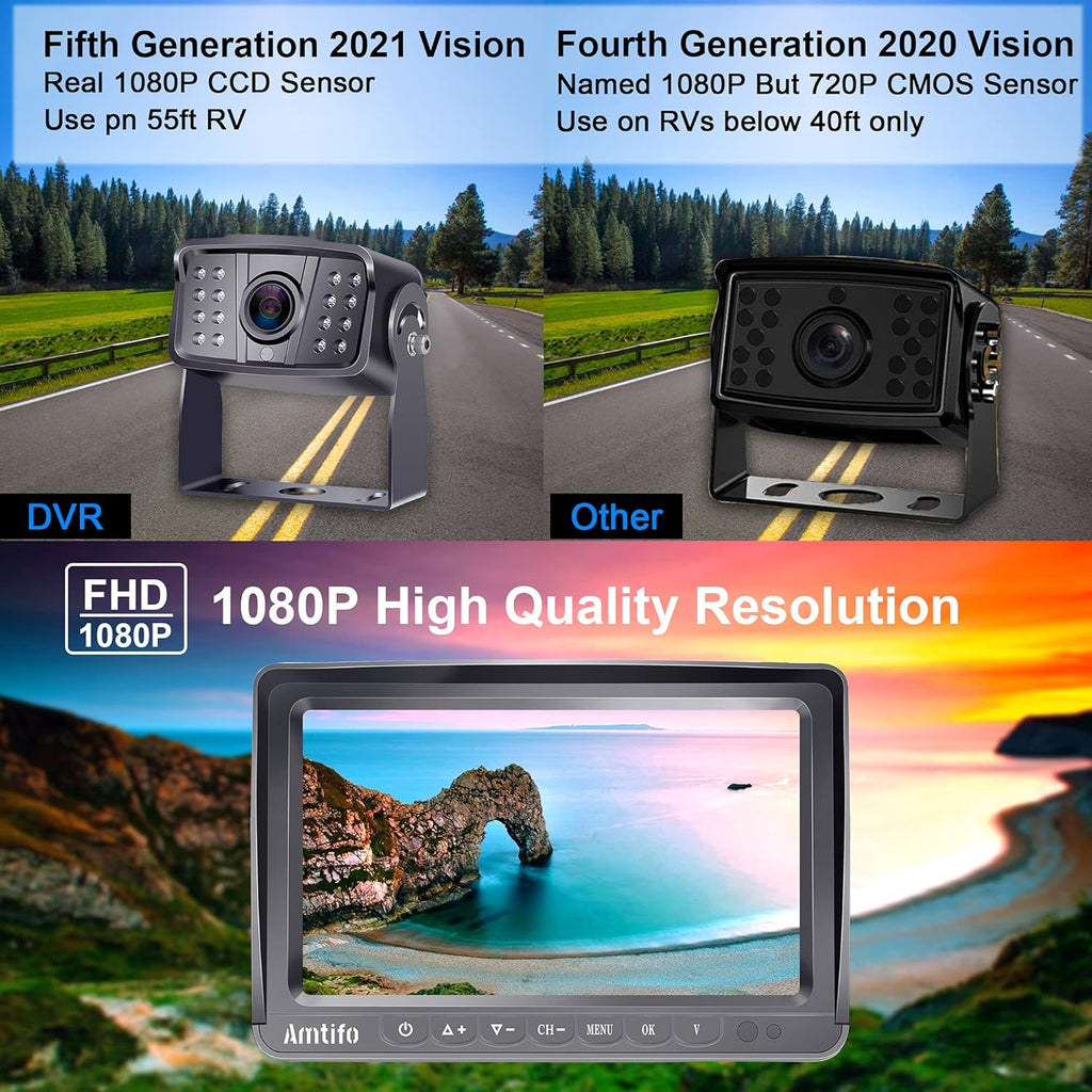 7 Inch DVR Monitor Wireless HD 1080P Backup Camera System U382