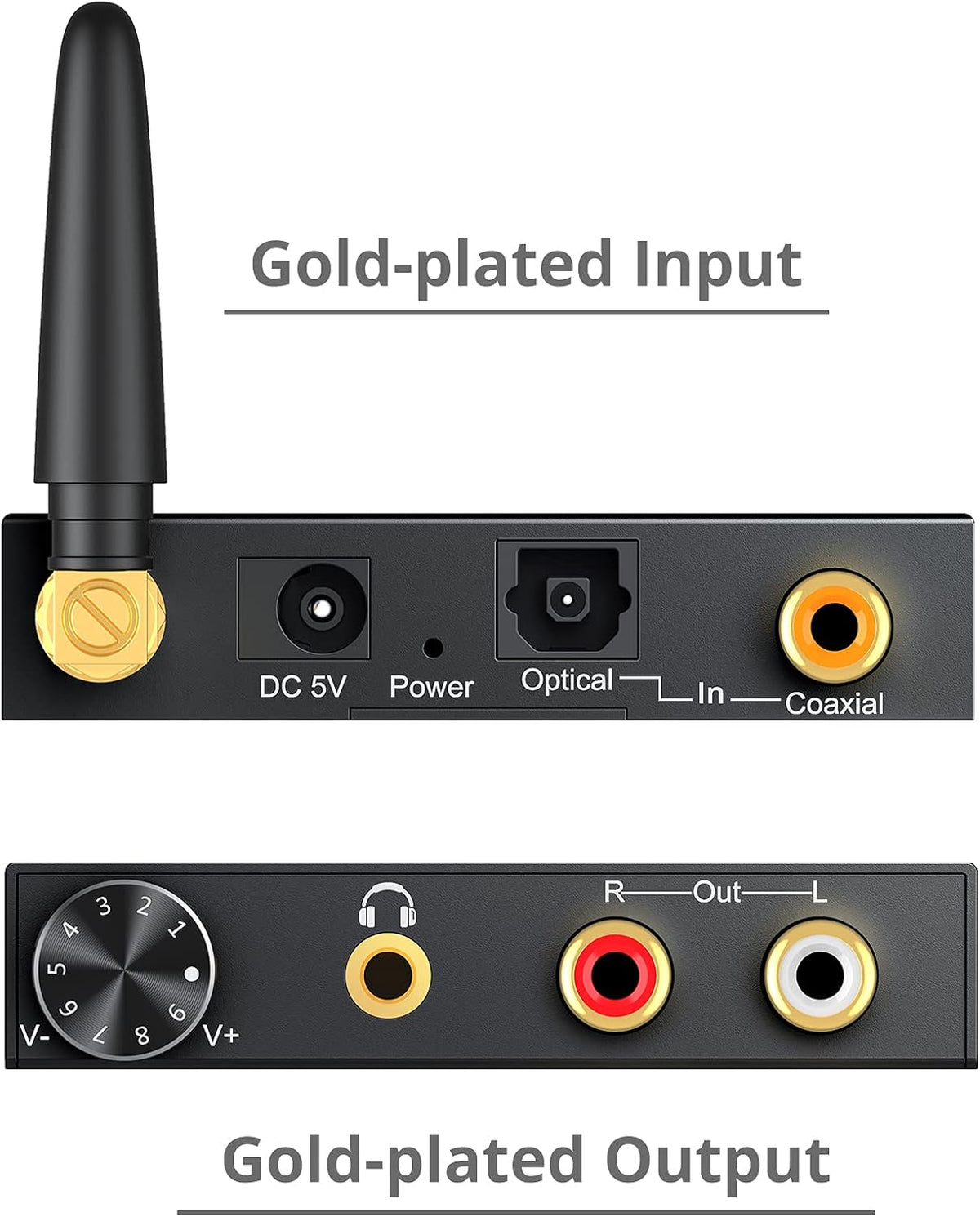 192kHz Digital to Analog Audio Converter with Bluetooth Receiver, Optical Coaxial to Stereo Analog RCA & 3.5mm D73911