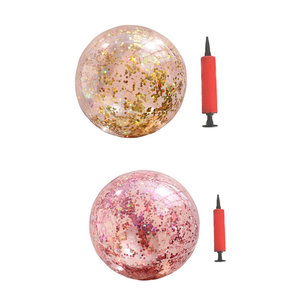Glitter Sequin Beach Balls Round Transparent PVC Inflatable Ball Toys with Pumps H772