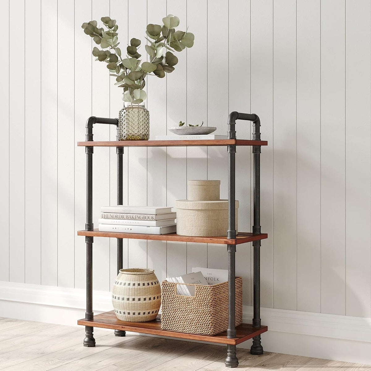 3-Tier Solid Pine Wood Etagere Bookcase H34319