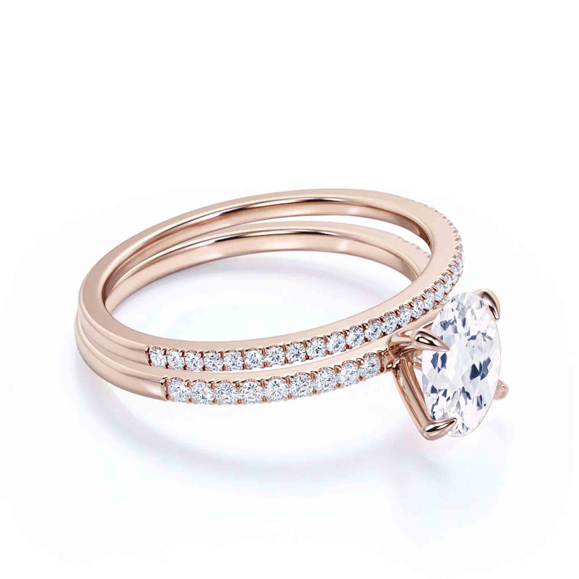 Minimalist 2.00 Carat Oval Diamond Moissanite Engagement Ring in 925 Sterling Silver With 18k Rose Gold Plating C1638