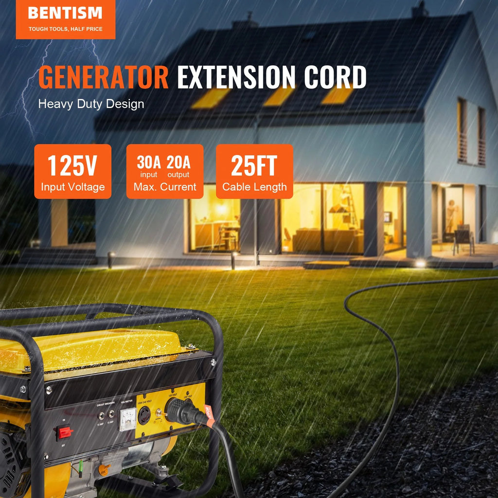 25ft 30A 125V Generator Extension Cord NEMA L5-30P 10 Copper Wire M768