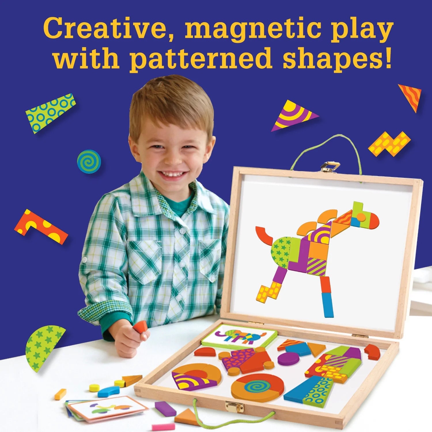 42 Brightly Colored Wooden Magnetic Blocks with 50 Puzzles K6551