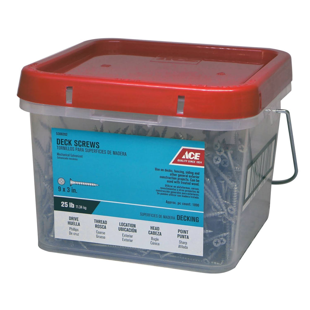 Coarse Deck Screws No. 9 x 3 in. Galvanized 25 lb. Bucket M318366