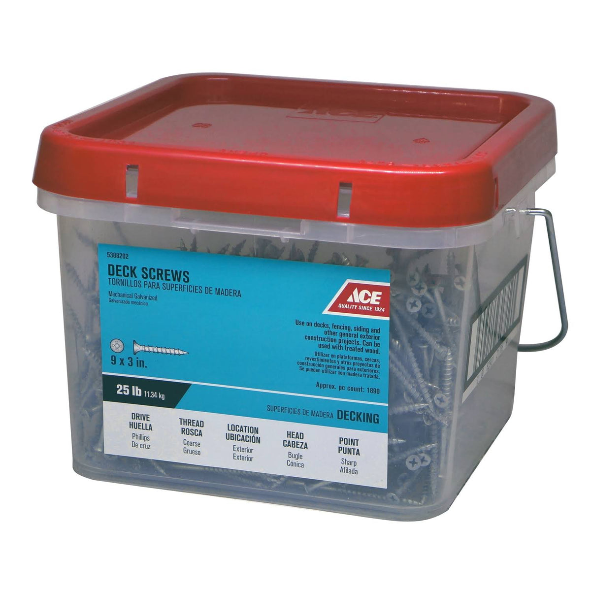 Coarse Deck Screws No. 9 x 3 in. Galvanized 25 lb. Bucket M318366