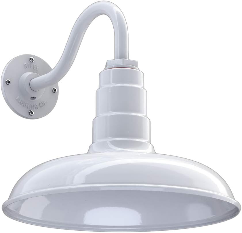 Black Steel Dome Gooseneck Barn Light R882