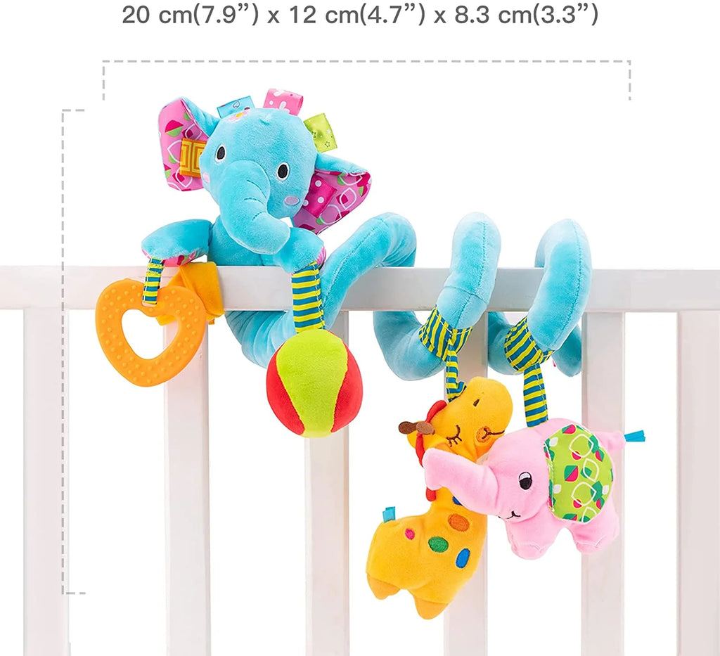 Blue Elephant Hanging Plush Rattle Crib Toy W963