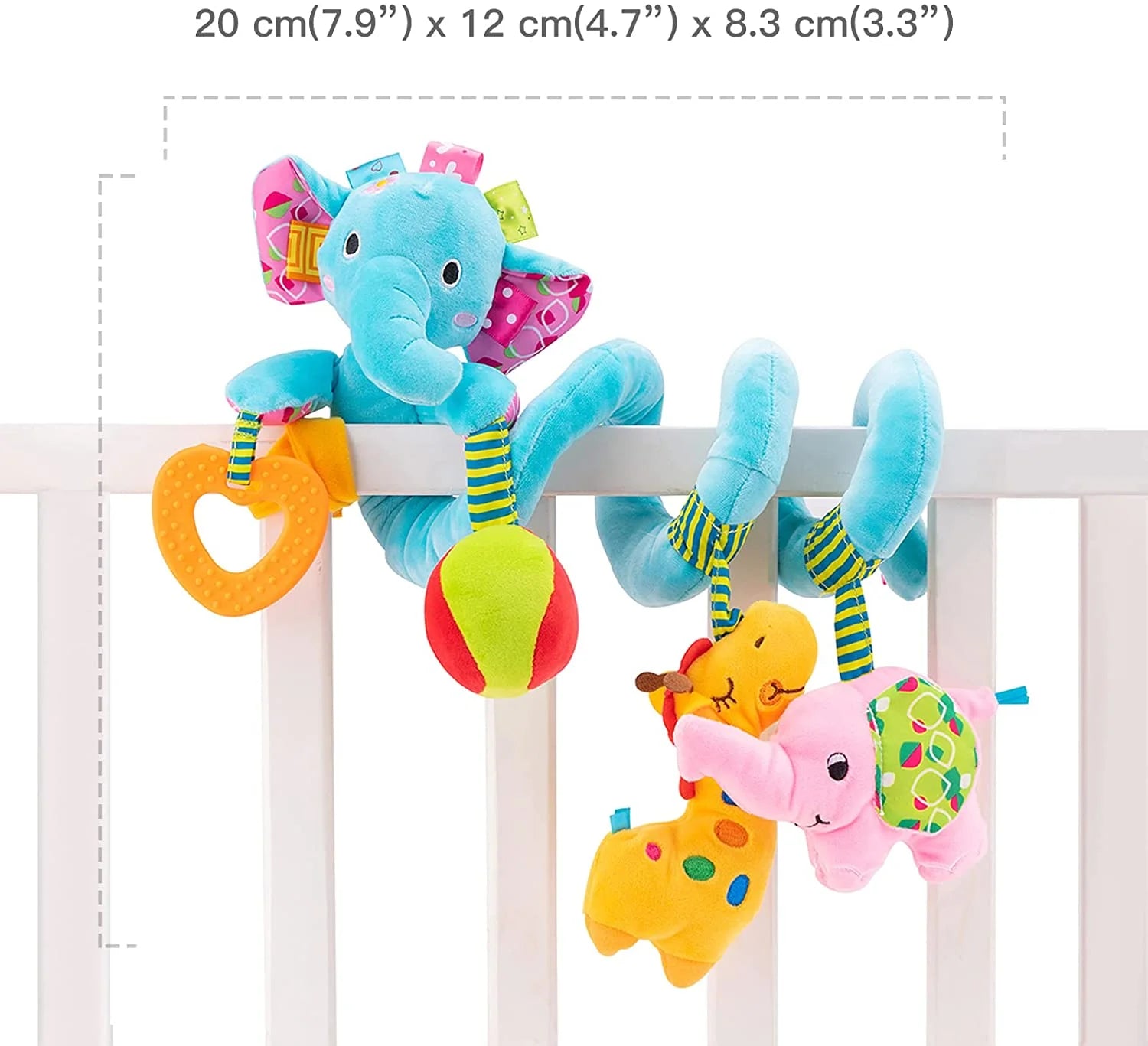 Blue Elephant Hanging Plush Rattle Crib Toy W963