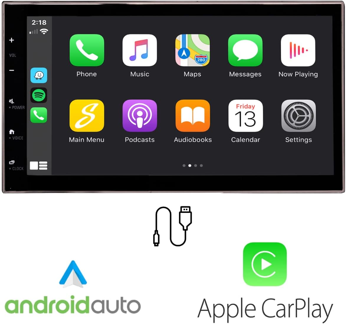 6.8” Double Din Complete Radio Kit Package with Touchscreen Radio, Dash Kit, Can Bus Interface, Camera Input and Antenna Adapter J1260