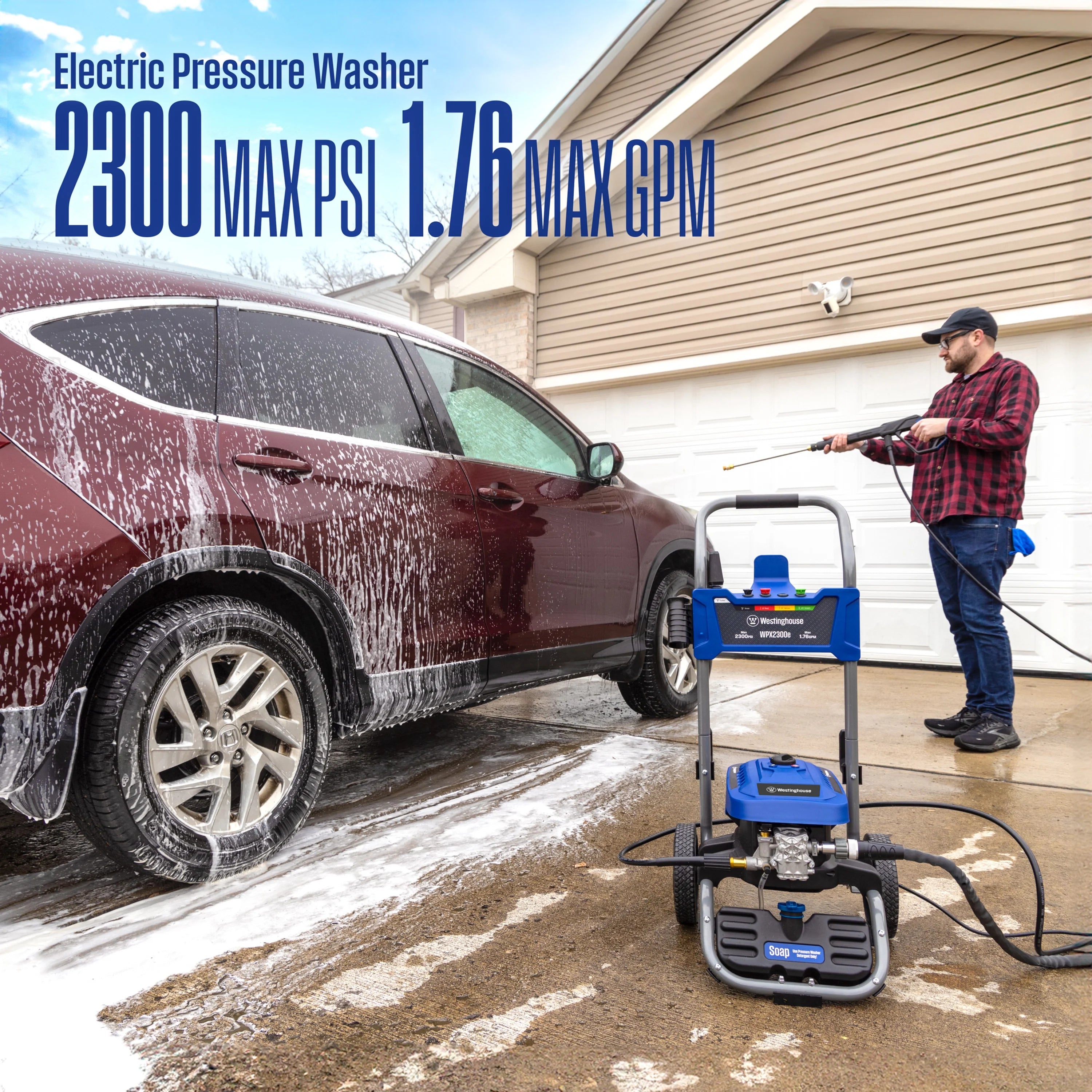 2300-PSI 1.76-GPM Electric Pressure Washer with 5 Nozzles & Soap Tank Q3155